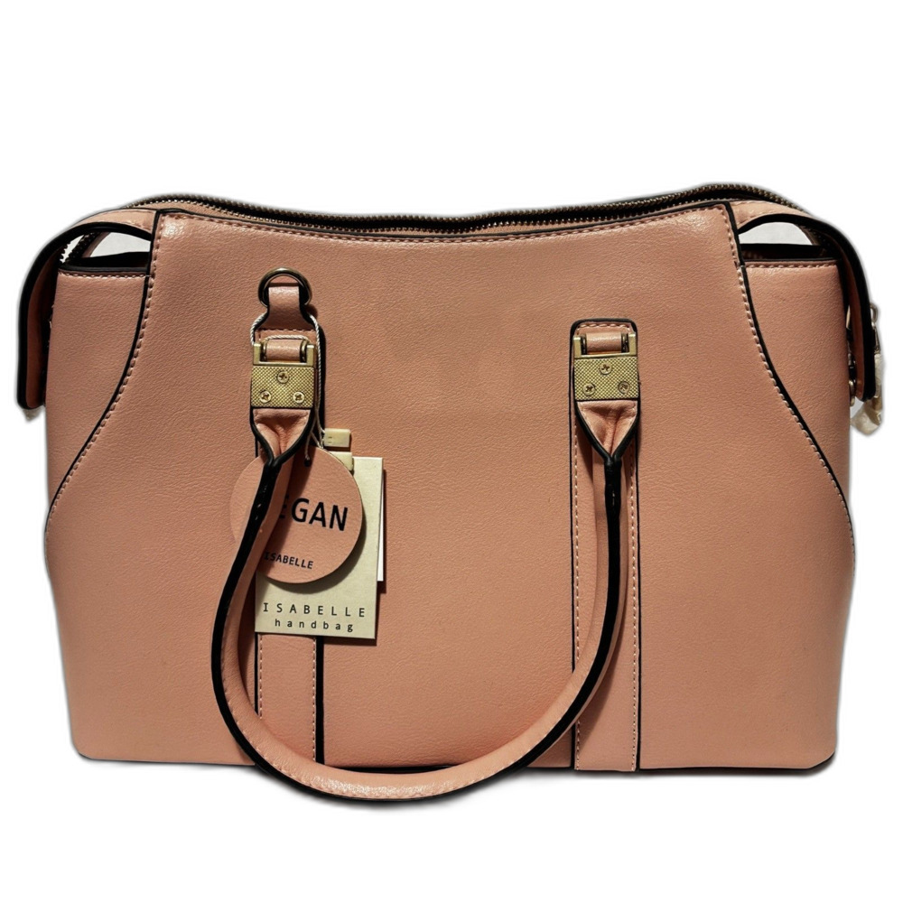 Isabelle Handbag Pink Vegan Faux Leather Top-Handle Satchel NWT